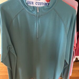 Men Peter Millar Aqua Half-Zip Pullover